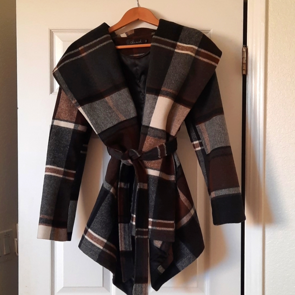 Chicwish Prairie Check Rabato Coat